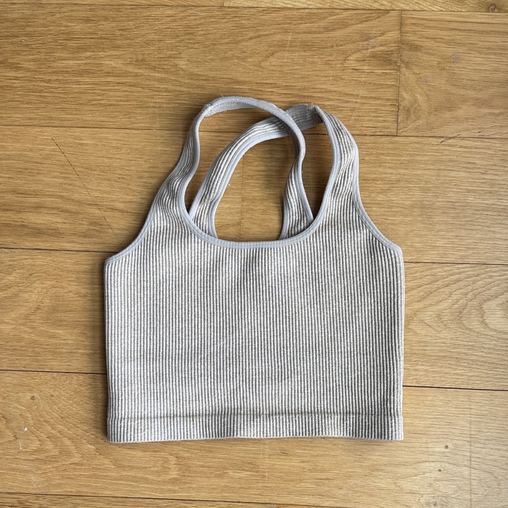 Tan Ribbed Crop Top